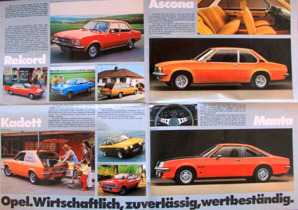 Opel Modellprogramm 1976 drei Automobilprospekte (10368)